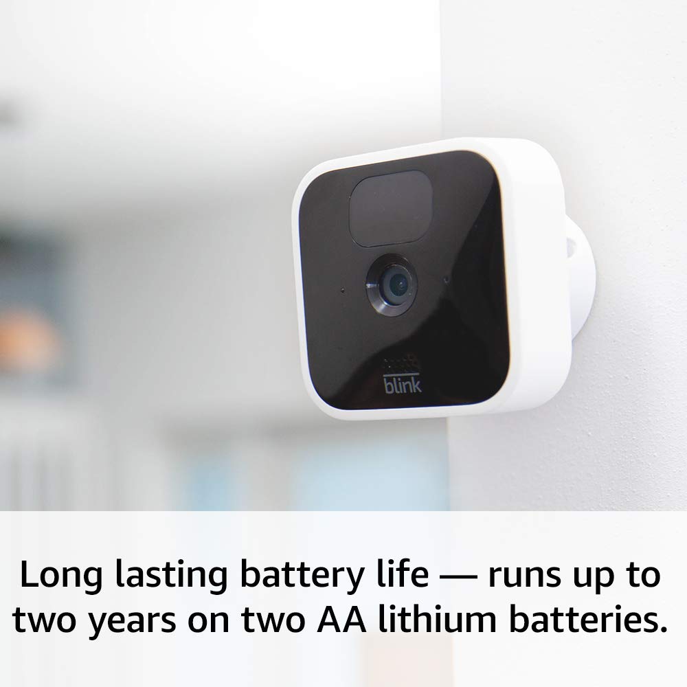 Blink Indoor | Wireless, HD security camera with two-year battery life, motion detection, two-way audio, Alexa enabled, Blink Subscription Plan Free Trial | 4-Camera System