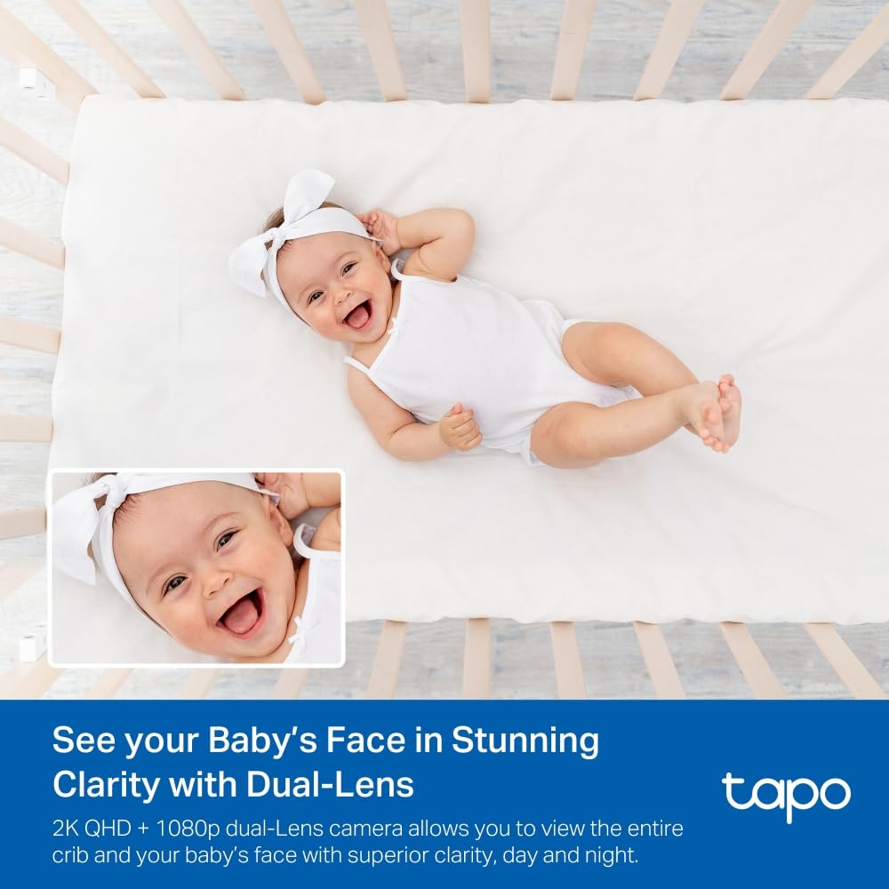 Tapo C840 2K 4MP Dual-Lens Baby Monitor,360° Baby Tracking Security Camera, HD Night Vision,AI Detection Indoor Cameras House Security,Sleep Analysis,Alexa,Google Home,Flexible Storage,No Monthly Fee