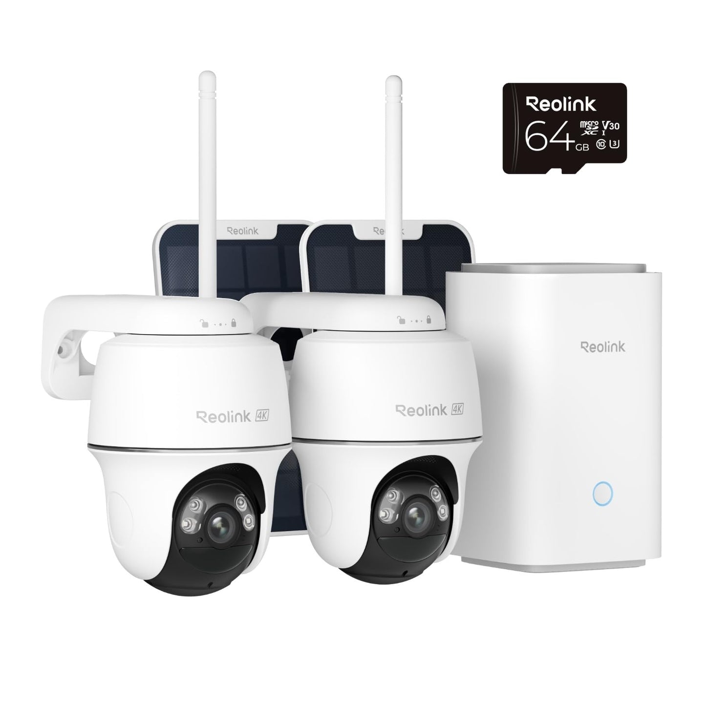 Reolink Home Hub+ 4K HD Security Camera Outdoor Wireless Kit, Argus PT Ultra+Solar Panel Home Security System, 64GB Local Storage, No Subscription Fee, 360° Surveillance, Night Vision, 2.4/5 GHz WiFi