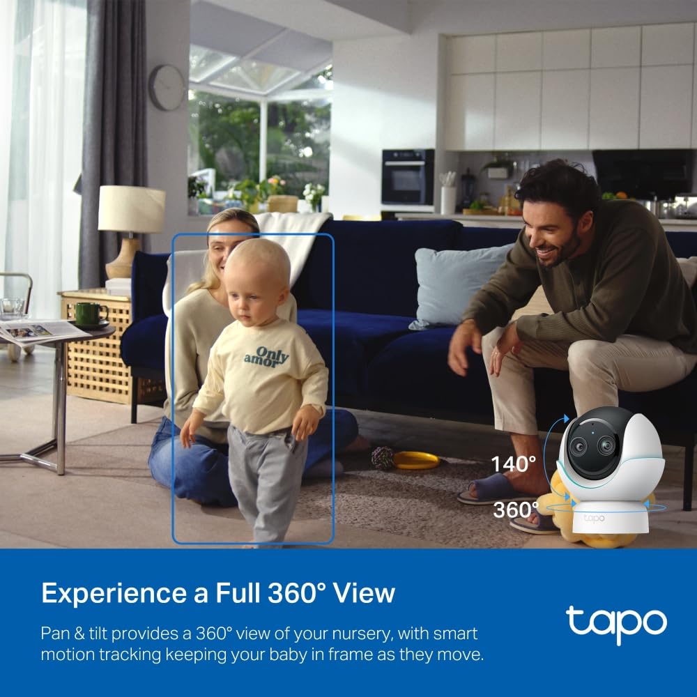 Tapo C840 2K 4MP Dual-Lens Baby Monitor,360° Baby Tracking Security Camera, HD Night Vision,AI Detection Indoor Cameras House Security,Sleep Analysis,Alexa,Google Home,Flexible Storage,No Monthly Fee