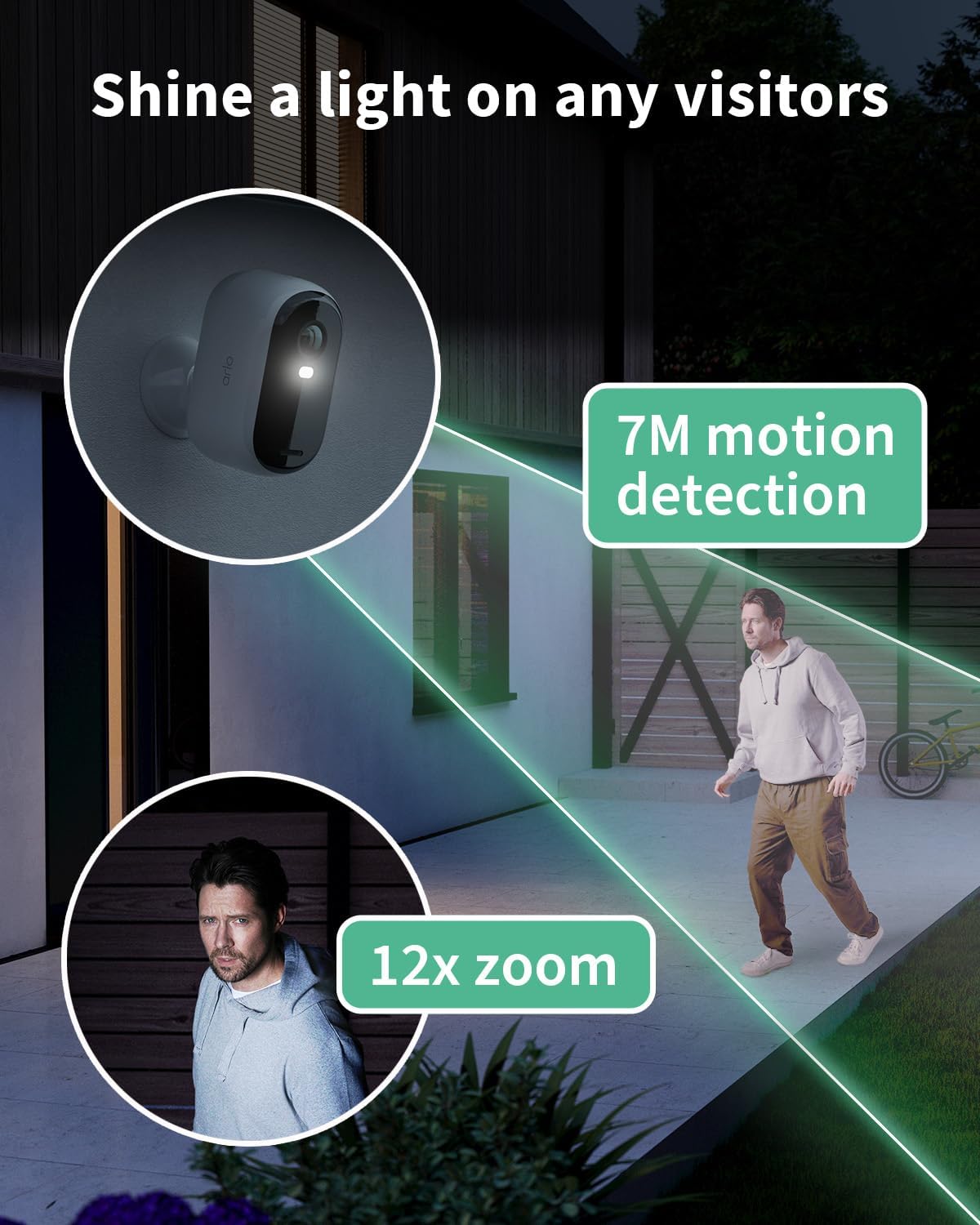 Arlo Essential 2 HD XL Video Security Camera Outdoor Wireless, XL Battery Operated Home Camera With Colour Night Vision, Light, Siren, 2 Way Audio & WiFi, Arlo Secure Free Trial, 2 Cameras, White