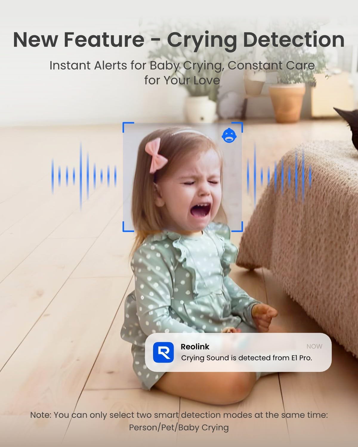 Reolink Indoor Camera 5MP, Baby Monitor, Pan Tilt Pet Camera, Person/Pet Tracking, Baby Crying Detection, 2.4/5GHz WiFi Home Security Camera with APP, 2-Way Audio, E1 Pro (Pack of 2)
