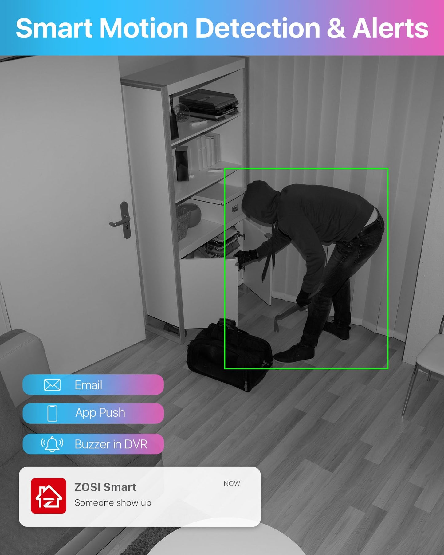 ZOSI 8 Channel 1080P CCTV Camera System with AI Human Vehicle Detection, 5MP Lite H.265+ DVR with 1TB Hard Drive and 4x 1080P 2MP Dome Security Cameras Indoor Outdoor with Night Vision,Remote Access