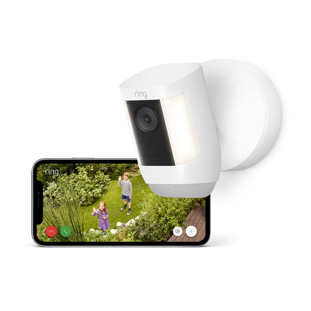 Ring Spotlight Cam Pro Wired | Outdoor Security Camera 2K Video with Ring Vision, 3D Motion Detection, Bird's-Eye View, LED Spotlights, alternative to CCTV | 30-day free trial of Ring Home