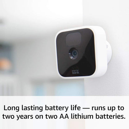 Blink Indoor | Wireless, HD security camera with two-year battery life, motion detection, two-way audio, Alexa enabled, Blink Subscription Plan Free Trial | 4-Camera System