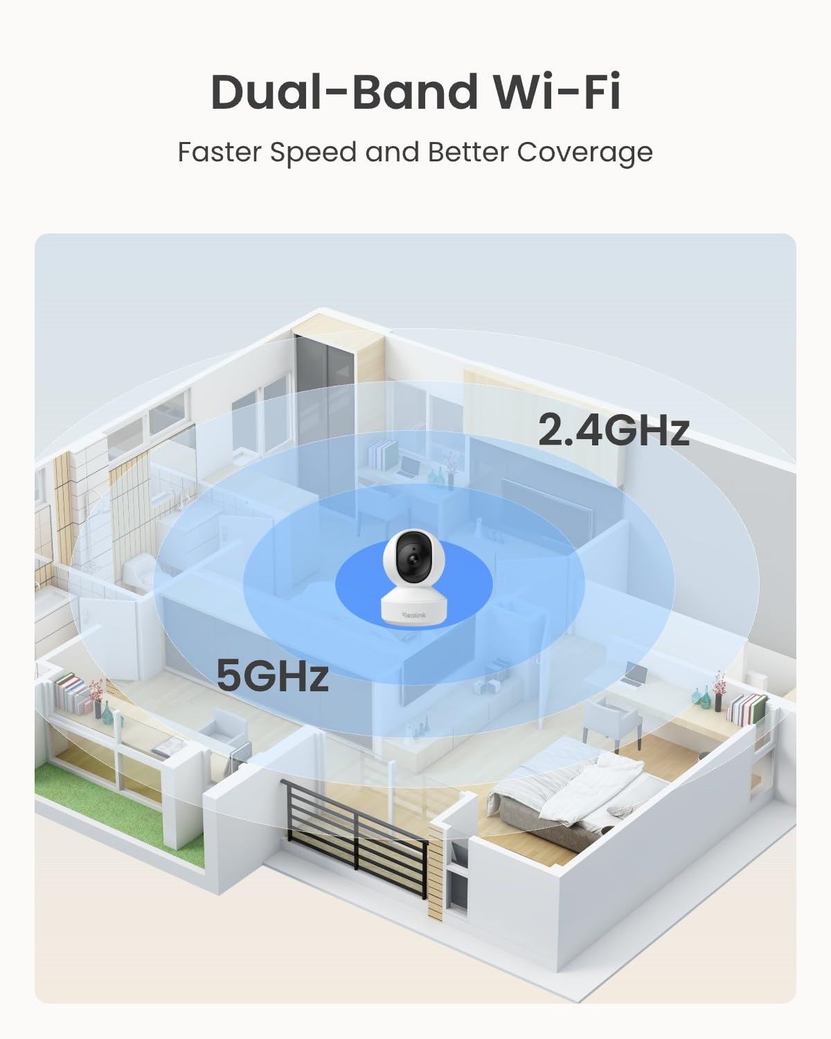 Reolink Indoor Camera 5MP, Baby Monitor, Pan Tilt Pet Camera, Person/Pet Tracking, Baby Crying Detection, 2.4/5GHz WiFi Home Security Camera with APP, 2-Way Audio, E1 Pro (Pack of 2)