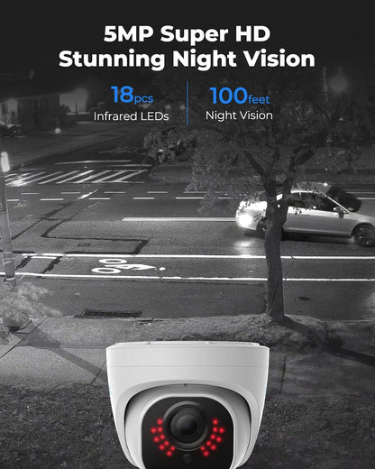 Reolink 4K NVR 8CH PoE CCTV Security Camera System, with 2TB HDD and 4X 5MP Motion Detection Outdoor PoE IP Cameras, 100ft Night Vision Remote Access, RLK8-520D4-5MP