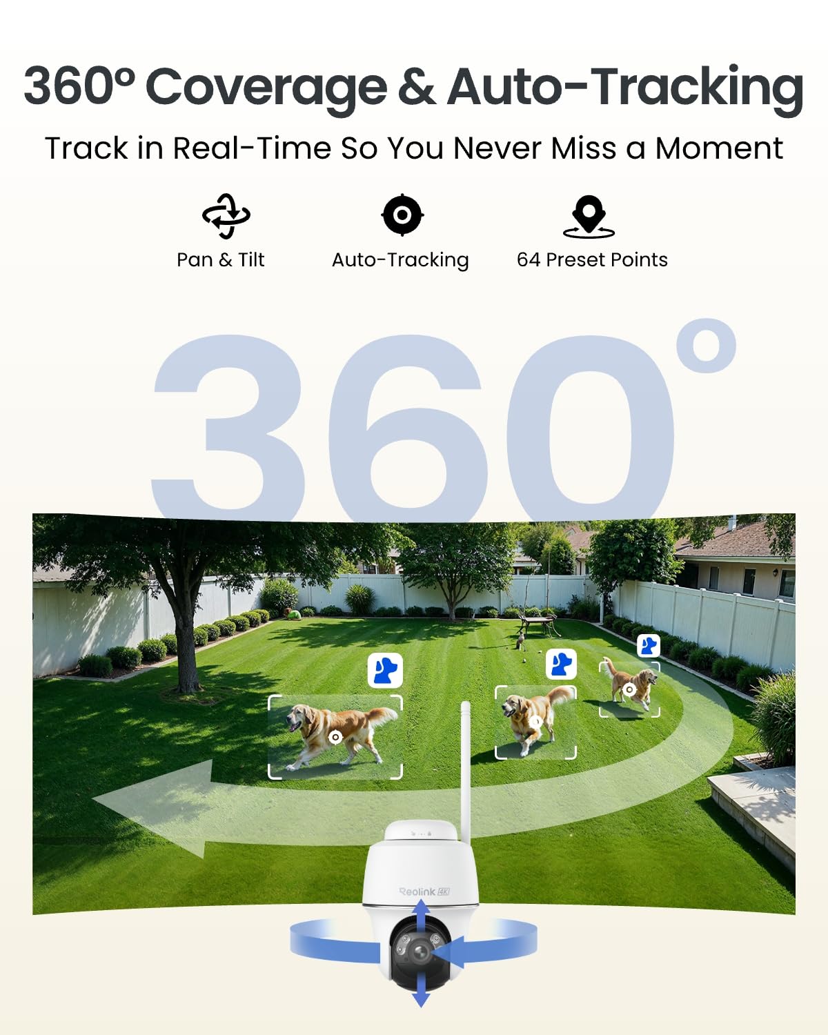 Reolink Home Hub+ 4K HD Security Camera Outdoor Wireless Kit, Argus PT Ultra+Solar Panel Home Security System, 64GB Local Storage, No Subscription Fee, 360° Surveillance, Night Vision, 2.4/5 GHz WiFi