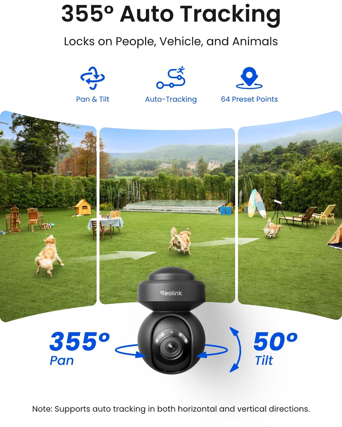 Reolink 5MP PTZ Camera E1 Outdoor, 2.4/5GHz WiFi CCTV Security Camera with 3X Optical Zoom, Human/Vehicle Tracking, Color Night Vision, 2-Way Audio, Support 512GB SD Card for 24/7 Protection, Black