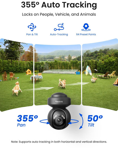 Reolink 5MP PTZ Camera E1 Outdoor, 2.4/5GHz WiFi CCTV Security Camera with 3X Optical Zoom, Human/Vehicle Tracking, Color Night Vision, 2-Way Audio, Support 512GB SD Card for 24/7 Protection, Black