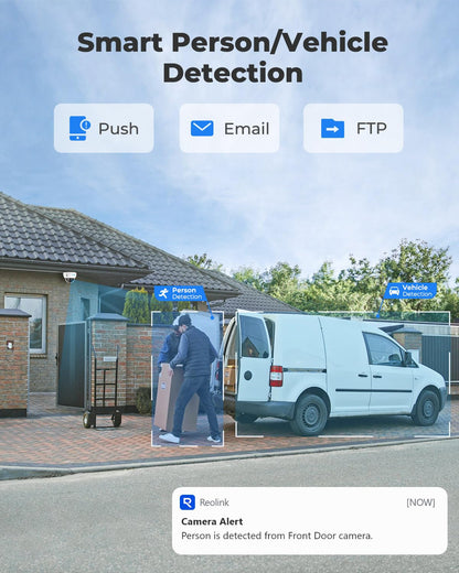 Reolink 4K NVR 8CH PoE CCTV Security Camera System, with 2TB HDD and 4X 5MP Motion Detection Outdoor PoE IP Cameras, 100ft Night Vision Remote Access, RLK8-520D4-5MP